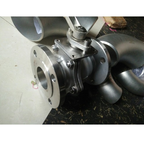 van bi tay gạt nối bích inox 304